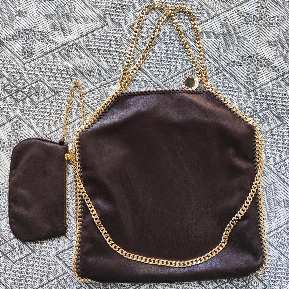 Stella McCartney Chocolate Brown Tote with Gold Chain Trim